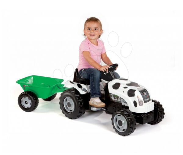 Smoby traktor gyerekeknek Bull Kistehenes 33352 fehér-fekete gyerek játék webáruház - játék rendelés online Járművek gyerekeknek | Gyermekjárművek | Pedálos gyermekjárművek