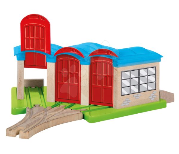 Kiegészítő vasúti pályához Train Engine Shed Eichhorn depó vonatok részére sínekkel 32 cm hosszú gyerek játék webáruház - játék rendelés online Fa gyerekjátékok | Favonatok