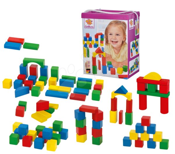 Fakockák Wooden Toy Blocks Eichhorn színesek 85 darab különböző formákban 12 hó-tól gyerek játék webáruház - játék rendelés online Fa gyerekjátékok | Fa építőjátékok | Fa építőkockák