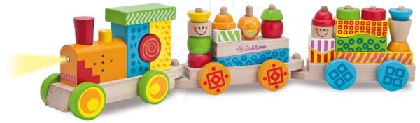 Favonat hanggal és fénnyel Color Train With Light and Sound Eichhorn vagonokkal és 28 építőkockával 31-részes 59 cm hosszú 12 hó-tól gyerek játék webáruház - játék rendelés online Fa gyerekjátékok | Fa építőjátékok | Fa építőkockák
