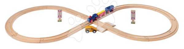 Fa vasúti sínpálya Train Figure-of 8 Railway Eichhorn mozdony vagonnal és kiegészítőkkel 27 darabos 290 cm hosszú sínpálya gyerek játék webáruház - játék rendelés online Fa gyerekjátékok | Favonatok