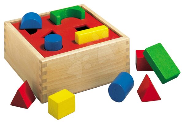 Fa formaválogató Posting Box Eichhorn 10 különböző színű és formájú kockával 12 darabos 12 hó-tól gyerek játék webáruház - játék rendelés online Fa gyerekjátékok | Fa építőjátékok | Fa építőkockák