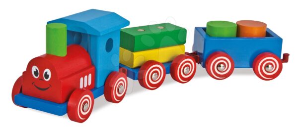 Favonat kockákkal Coloured Train Eichhorn mozdony 2 vagonnal 7 darabos 12 hó-tól gyerek játék webáruház - játék rendelés online Fa gyerekjátékok | Fa építőjátékok | Fa építőkockák