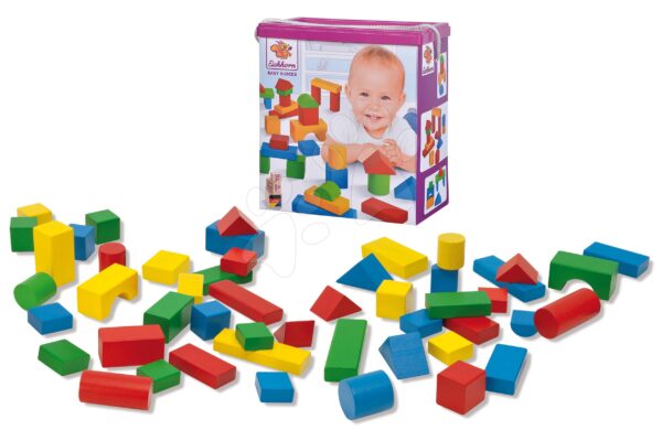 Fakockák színesek Coloured Wooden Blocks XL Baby Eichhorn extra nagy 50 db 40 mm magas 12 hó-tól gyerek játék webáruház - játék rendelés online Fa gyerekjátékok | Fa építőjátékok | Fa építőkockák