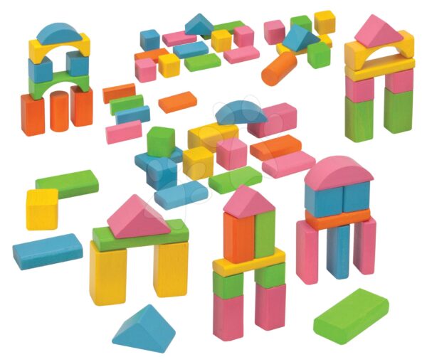 Fakockák Coloured Wooden Blocks Eichhorn színesek 75 db különböző formák 25 mm magas 12 hó-tól gyerek játék webáruház - játék rendelés online Fa gyerekjátékok | Fa építőjátékok | Fa építőkockák