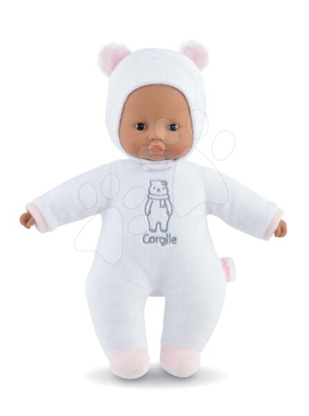 Játékbaba mackó Sweet Heart White Bear Corolle 30 cm fekete szemekkel és levehető füles kapucnival fehér 9 hó-tól gyerek játék webáruház - játék rendelés online Játékbabák gyerekeknek | Játékbabák kislányoknak | Játékbabák 9 hónapos kortól