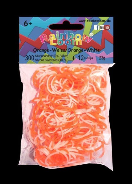 Rainbow Loom gyerek gumik kétszínű 20280 narancssárga-fehér gyerek játék webáruház - játék rendelés online Kreatív és didaktikus játékok | Loom Bands gumik | Rainbow Loom | Rainbow Loom kétszínű gumik