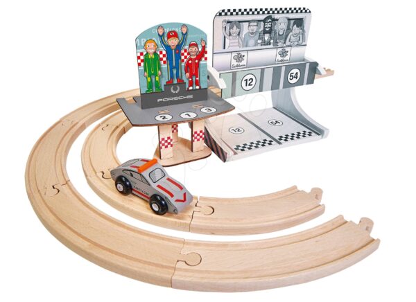 Fa autópálya Porsche Racing Extension Set Eichhorn biztonsági kocsival 14 darabos gyerek játék webáruház - játék rendelés online Fa gyerekjátékok | Fa kisautók