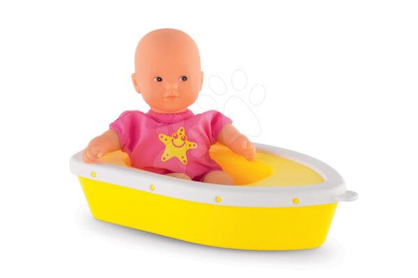 Játékbaba Mini Bath Plouf Corolle barna szemekkel és csónakkal 20 cm 18 hó-tól gyerek játék webáruház - játék rendelés online Játékbabák gyerekeknek | Játékbabák kislányoknak | Játékbabák 18 hónapos kortól