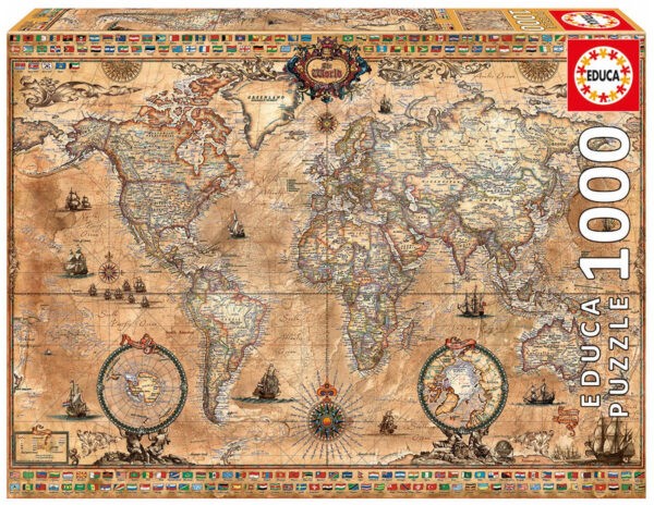 Educa Puzzle Antique World Map 1000 db 15159 színes gyerek játék webáruház - játék rendelés online Puzzle és társasjátékok | Puzzle | 1000 darabos puzzle