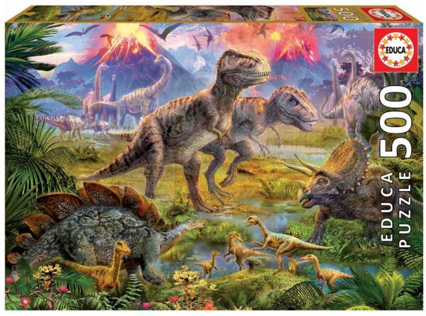 Puzzle Genuine Dinosaur Gathering Educa 500 db 15969 színes gyerek játék webáruház - játék rendelés online Puzzle és társasjátékok | Puzzle | 500 darabos puzzle
