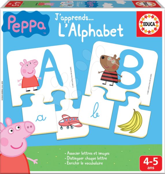 Oktatójáték Tanuljuk az ABC-t Peppa Pig Educa ábrákkal és betűkkel 78 darabos 4-5 éves korosztálynak gyerek játék webáruház - játék rendelés online Puzzle és társasjátékok | Társasjátékok | Gyerek társasjátékok