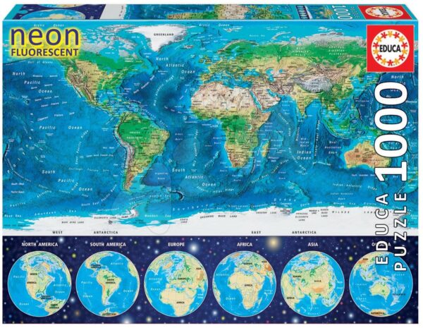 Educa puzzle Neon World map 1000 db 16760 gyerek játék webáruház - játék rendelés online Puzzle és társasjátékok | Puzzle | Világító puzzle