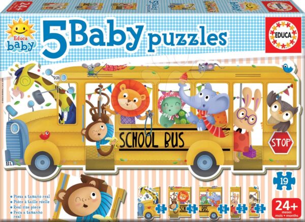 Educa puzzle legkisebbeknek Baby 5 - Iskolabusz állatkákkal 17575 gyerek játék webáruház - játék rendelés online Bébijátékok | Érzékek és motorika fejlesztése   | Bébi puzzle