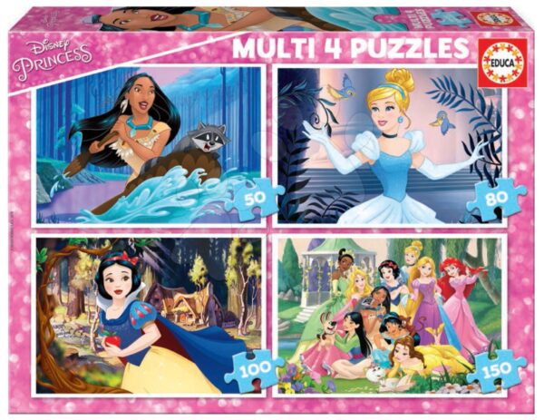 Puzzle Multi 4 Disney Princess Educa 50-80-100-150 darabos 5 évtől gyerek játék webáruház - játék rendelés online Puzzle és társasjátékok | Gyerek puzzle | Progresszív gyerek puzzle