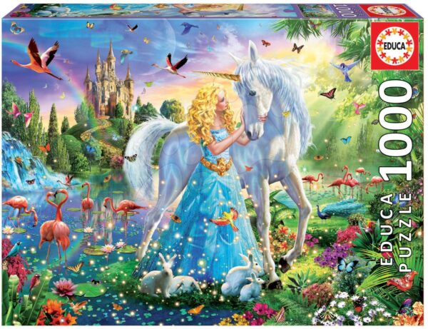 Educa puzzle The Princess and the Unicorn 1000 darabos és fix ragasztó 17654 gyerek játék webáruház - játék rendelés online Puzzle és társasjátékok | Puzzle | 1000 darabos puzzle