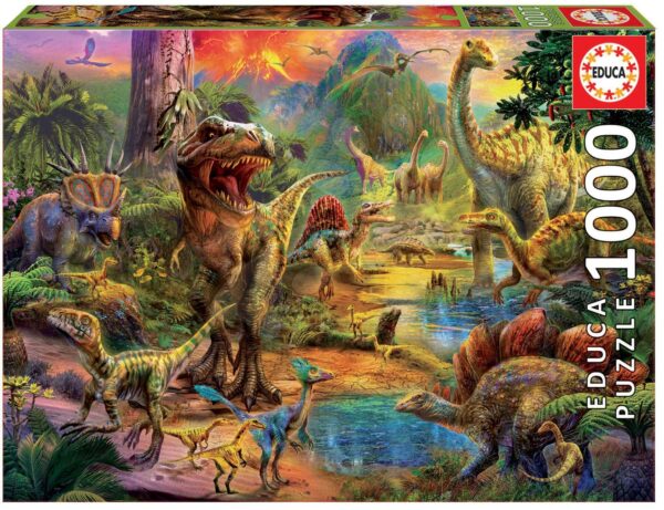 Educa puzzle Land of Dinosaurs 1000 darabos és fix ragasztó 17655 gyerek játék webáruház - játék rendelés online Puzzle és társasjátékok | Puzzle | 1000 darabos puzzle
