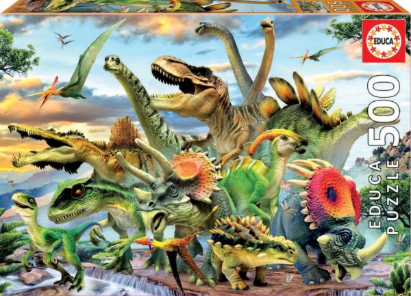 Educa puzzle Dinoszaurusz 500 darabos és fix ragasztó 17961 gyerek játék webáruház - játék rendelés online Puzzle és társasjátékok | Puzzle | 500 darabos puzzle
