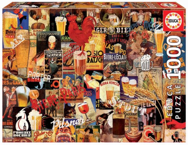 Educa puzzle Vintage Beer Collage 1000 darabos és fix ragasztó 17970 gyerek játék webáruház - játék rendelés online Puzzle és társasjátékok | Puzzle | 1000 darabos puzzle