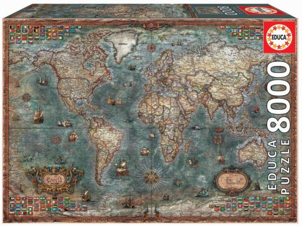 Educa puzzle Historical World Map 8000 darabos 18017 gyerek játék webáruház - játék rendelés online Puzzle és társasjátékok | Puzzle | 4000 - 8000 darabos puzzle