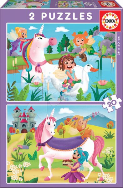 Gyermek puzzle Egyszarvú és tündér Educa 2x20 darabos 4 évtől gyerek játék webáruház - játék rendelés online Puzzle és társasjátékok | Gyerek puzzle | Gyerek puzzle 8 - 99 darabos