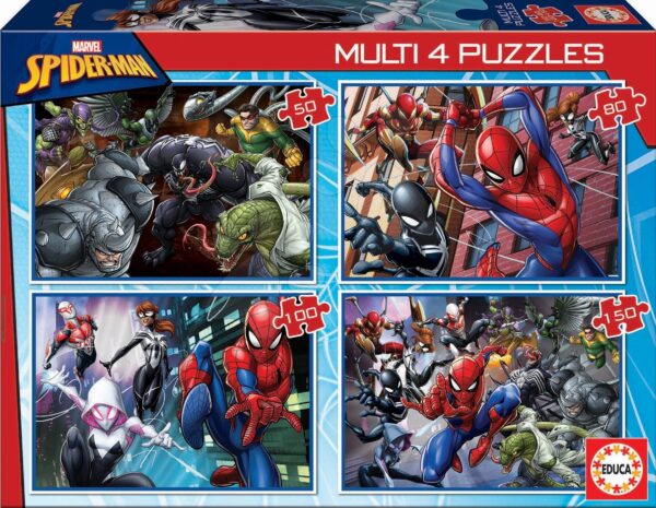 Puzzle Multi 4 Spiderman Educa 50-80-100-150 darabos 5 évtől gyerek játék webáruház - játék rendelés online Puzzle és társasjátékok | Gyerek puzzle | Progresszív gyerek puzzle