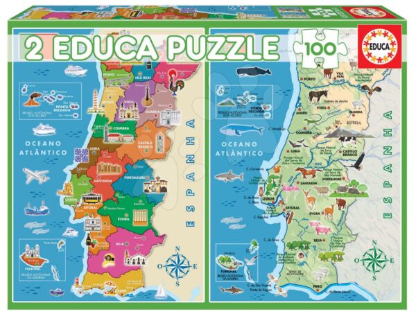 Puzzle Distritos Portugália térképe Educa 2x100 darabos 6 évtől gyerek játék webáruház - játék rendelés online Puzzle és társasjátékok | Gyerek puzzle | Gyerek puzzle 100-300 darabos