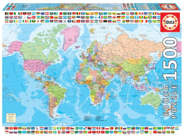 Puzzle Political Worldmap Educa 1500 darabos és Fix ragasztó 11 évtől gyerek játék webáruház - játék rendelés online Puzzle és társasjátékok | Puzzle | 1500 darabos puzzle