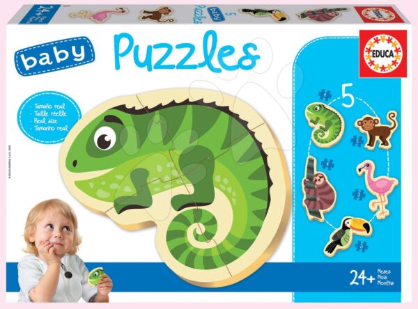 Puzzle legkisebbeknek Baby 5 Educa - Trópusi exotikus állatok 24 hó-tól gyerek játék webáruház - játék rendelés online Bébijátékok | Érzékek és motorika fejlesztése   | Bébi puzzle