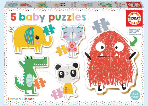 Puzzle legkisebbeknek Baby 5 Educa - Baby lemon Ribbon állatkák 24 hó-tól gyerek játék webáruház - játék rendelés online Bébijátékok | Érzékek és motorika fejlesztése   | Bébi puzzle