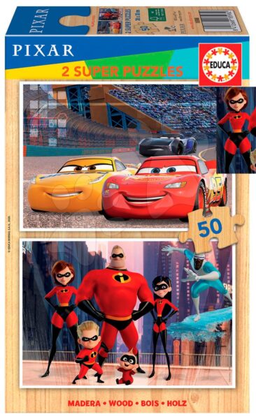 Fa puzzle Pixar Disney Educa 2x50 darabos 5 évtől gyerek játék webáruház - játék rendelés online Puzzle és társasjátékok | Gyerek puzzle | Fából készült Disney