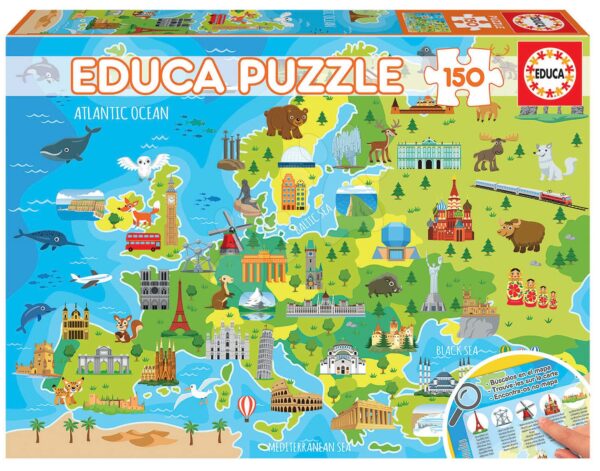 Puzzle Mapa Europy Educa 150 dielov EDU18607 gyerek játék webáruház - játék rendelés online Puzzle és társasjátékok | Gyerek puzzle | Gyerek puzzle 100-300 darabos