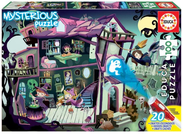 Puzzle Mysterious Ghost House Educa 100 darabos - lámpával látható világitó szellemek 6 évtől gyerek játék webáruház - játék rendelés online Puzzle és társasjátékok | Gyerek puzzle | Gyerek puzzle 8 - 99 darabos