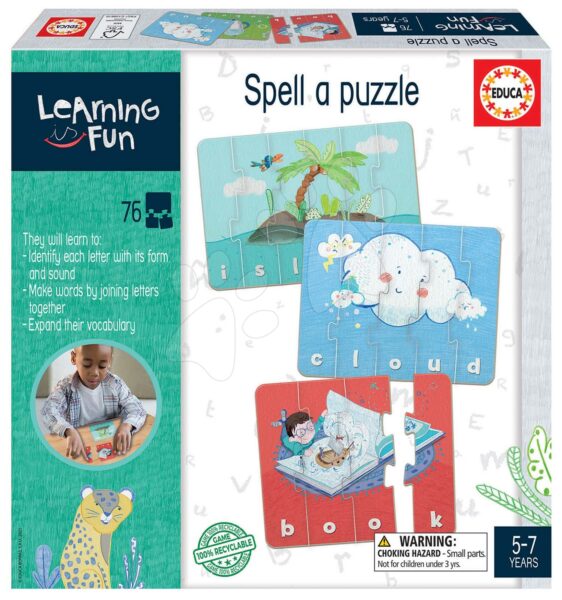 Oktatójáték legkisebbeknek Spell a Puzzle Educa Tanuljunk angolul képekkel 76 darabos 5 évtől gyerek játék webáruház - játék rendelés online Puzzle és társasjátékok | Társasjátékok | Idegennyelvű társasjátékok