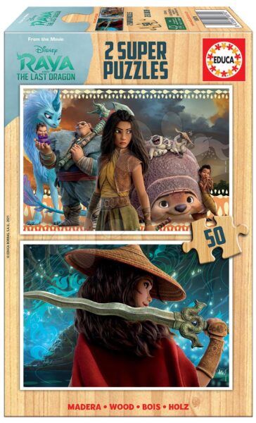 Fa puzzle Raya and the Last Dragon Educa 2x50 darabos 5 évtől gyerek játék webáruház - játék rendelés online Puzzle és társasjátékok | Gyerek puzzle | Fából készült Disney