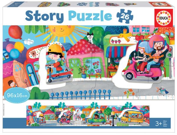 Puzzle legkisebbeknek Story Vehicles in the City Educa mese Városi utazás 26 darabos gyerek játék webáruház - játék rendelés online Bébijátékok | Érzékek és motorika fejlesztése   | Bébi puzzle