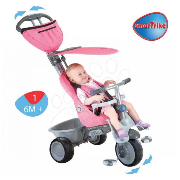 Gyerek tricikli smarTrike Recliner 4in1 1961700 rózsaszín-szürke gyerek játék webáruház - játék rendelés online Tricikli | Triciklik 6 hónapos kortól
