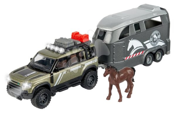 Terepkocsi lovas utánfutóval Land Rover Horse Carrier Majorette 25 cm hosszú hanggal és fénnyel gyerek játék webáruház - játék rendelés online Játékautók és szimulátorok | Játékautók