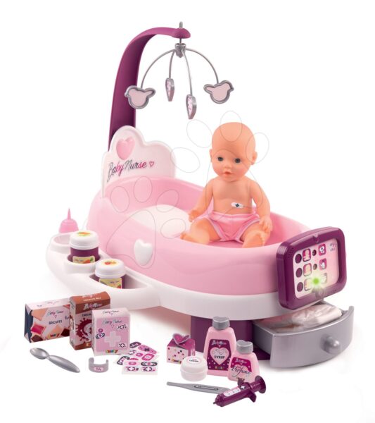 Babacenter elektronikus Violette Baby Nurse Smoby 30 cm pisilős babával és 24 kiegészítővel gyerek játék webáruház - játék rendelés online Játékbabák gyerekeknek | Babaházak