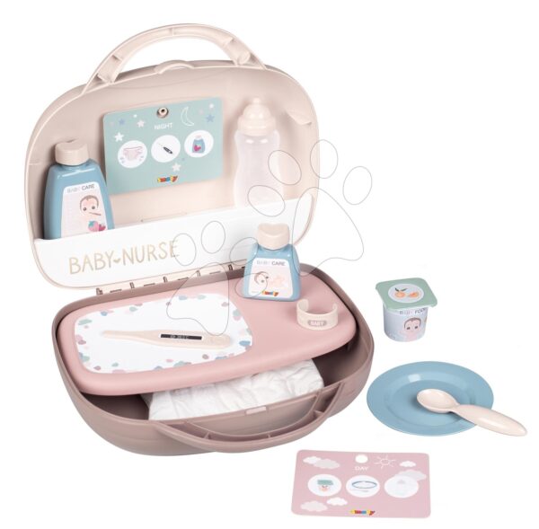 Pelenkázó készlet kofferben Vanity Natur D'Amour Baby Nurse Smoby játékbabának 12 kiegészítővel gyerek játék webáruház - játék rendelés online Játékbabák gyerekeknek | Játékbaba kiegészítők