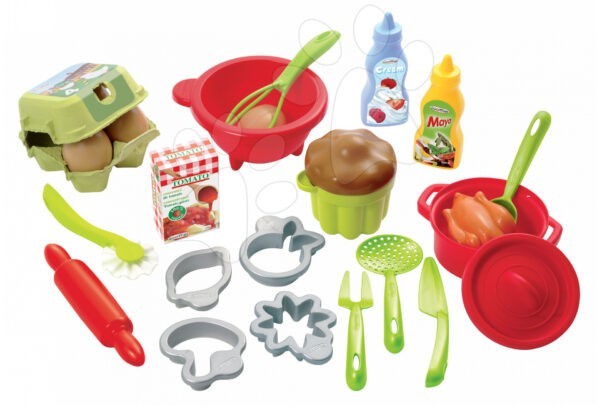 Écoiffier gyermek szett főzésre és sütéshez 100% Chef 2617-Z zöld-piros gyerek játék webáruház - játék rendelés online Játékkonyhák | Játékkonyha kiegészítők és edények