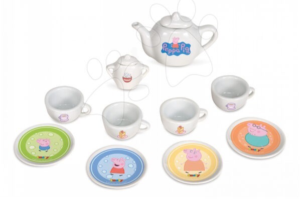 Porcelán teáskészlet Peppa Pig Smoby 12 darabos gyerek játék webáruház - játék rendelés online Játékkonyhák | Játékkonyha kiegészítők és edények