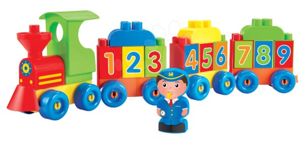 Építőjáték Vonat számokkal Abrick Écoiffier mozdonyvezetővel 45 cm hosszú 18 hónapos kortól gyerek játék webáruház - játék rendelés online Építőjátékok | Abrick építőkockák