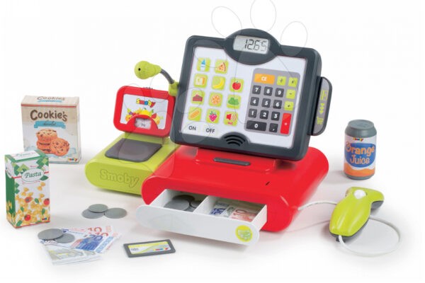 Smoby elektronikus pénztárgép gyerekeknek Marchande mérleggel és leolvasóval 350103 piros gyerek játék webáruház - játék rendelés online Szerepjátékok | Szupermarketek | Szupermarketek gyerekeknek