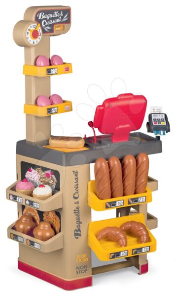 Pékség pékáruval Baguette&Croissant Bakery Smoby elektronikus pénztárgéppel órával és 26 kiegészítővel gyerek játék webáruház - játék rendelés online Szerepjátékok | Szupermarketek | Szupermarketek gyerekeknek