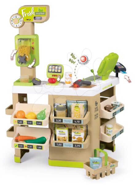 Közért gyümölcsökkel és zöldségekkel Organic Fresh Market Smoby müzli adagolóval és elektronikus szkennerrel 43 kiegészitővel gyerek játék webáruház - játék rendelés online Szerepjátékok | Szupermarketek | Szupermarketek gyerekeknek