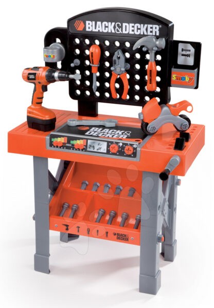 Smoby szerelőasztal Black&Decker mechanikus fúróval 500205 piros-fekete gyerek játék webáruház - játék rendelés online Barkácsolás