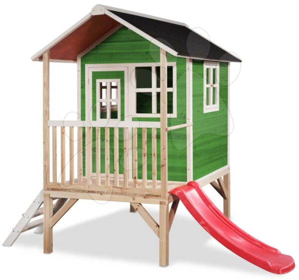 Házikó pilléreken cédrusból Loft 300 Green Exit Toys vízhatlan tetővel és csúszdával zöld gyerek játék webáruház - játék rendelés online Kerti játszóházak | Kerti játszóházak fából