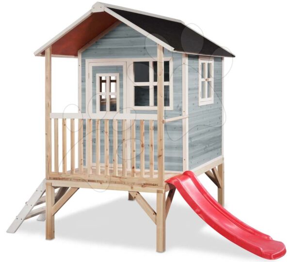 Házikó pilléreken cédrusból Loft 300 Blue Exit Toys vízhatlan tetővel és csúszdával kék gyerek játék webáruház - játék rendelés online Kerti játszóházak | Kerti játszóházak fából