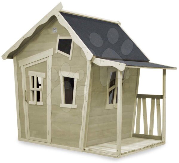 Házikó cédrusból Crooky 150 Exit Toys tornáccal és vízhatlan tetővel szürkés-bézs gyerek játék webáruház - játék rendelés online Kerti játszóházak | Kerti játszóházak fából